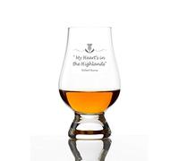 Verre à whisky écossais officiel Glencairn gravé avec citation de Robert Burns « My Heart is in The Highland » | Fabriqué en Écosse
