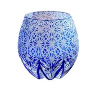 Verre à whisky en cristal sculpté à la main, gobelet Daisy Spirits | Cristal sculpté à la main, whisky, marguerite vintage, gobelet à spiritueux, 301-400ml, 1 pcs(Blue)
