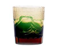 Verre à whisky en cristal sculpté à la main, gobelet Fuji Spirits | Cristal sculpté à la main, whisky, motif fuji, gobelet à spiritueux, 201-300ml, 1 pièce(Green)
