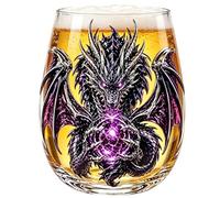 Verre à whisky en forme de dragon - Verre boule de mythique 3D | 10 x 9 cm | Verre à whisky en forme de dragon - Boule de cristal 3D gravée sans pied pour cocktails, bar, fête
