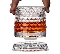 Verre à whisky rotatif pour boissons fortes | Verres à boire en cristal pour bar à la maison, anniversaire, vacances, fête, fête des pères, réunion de famille, dégustation