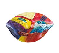 Verre art Bol Fashion - Verre - Multicolore - Motif visage - Peint à la main - Largeur : 49 cm - Coupe décorative