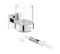 Verre avec support GROHE Start Cube chromé + GROHE QuickGlue A1 pour access avec une platine de fixation