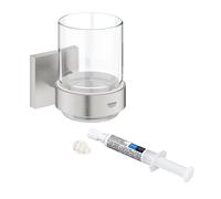 Verre avec support GROHE Start Cube supersteel + GROHE QuickGlue A1 pour access avec une platine de fixation