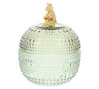 Verre Bocal à Bijoux Vert, avec Couvercle, pour Rangement | Boîte Décorative de Bureau, Surface Délicate, Usage Solide, Présentation Soignée, Forme Élégante