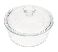 Verre Cocotte Ronde avec Couvercle Borosilicate, 1,6 L pour Four | Chauffe Homogène, Joint Étanche, Nettoyage Facile, Surface Antiadhésive, Usage sur Cuisinière Four