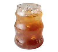 Verre côtelé - 530 ml - verre ondulé pour jus, bière, soda, thé, cocktail, boissons, intérieur, bar, café, bureau, verrerie moderne à rayures
