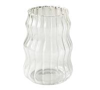 Verre côtelé - 530 ml - verre ondulé pour jus, bière, soda, thé, cocktail, boissons, intérieur, bar, café, bureau, verrerie moderne à rayures