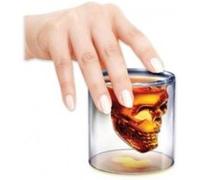 Verre cylindrique double paroi tete de mort shooter insolite recipient fete G