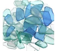 Verre de mer pour travaux manuels, 500 g, décoration de vase en verre de mer givré plat pour plage, fête de mariage, décoration d'intérieur, aquarium, loisirs créatifs (bleu, blanc, vert)