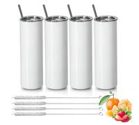 Verre de sublimation de 50 ml, en acier inoxydable, lot de 4, avec couvercle et paille