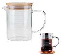 Verre doseur avec couvercle, 350 ml, en verre borosilicaté, avec bec verseur