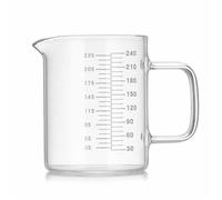Verre doseur de 240 ml, résistant à la chaleur, en verre borosilicate, avec graduations numériques.