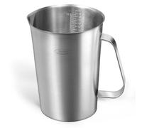 Verre doseur en acier inoxydable de 2 litres, avec 3 graduations (ml, oz, tasse) et une anse