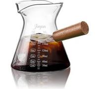 Verre doseur en borosilicate à double bec et poignée bois Bois