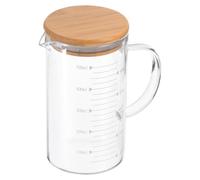 Verre doseur en verre borosilicaté de 500 ml, avec couvercle en bois et bec verseur en forme de V
