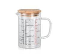 Verre doseur, Pot de mesure verres bécher tasse, Verre à mesurer cuisine, grande tasse à mesurer en verre avec poignée et couvercle clair gradué bécher tasse pour cuisine Restaurant(02)