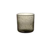 Verre en verre gris foncé, à eau, bouche soufflée, avec bulles d'air, uni - Pomax, Vico - 8x8x8 cm