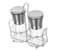 Verre, Ensemble Moulin à Sel et Épices Manuel Acier Inoxydable | Bouteille Transparente Compacte, Support Inclus, Réglage de Mouture, pour Sel Marin et Épices Sèches
