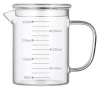 Verre gradué de 350 ml avec couvercle, en verre, avec poignée