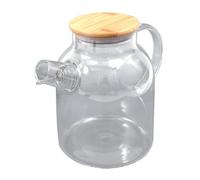 Verre Pot à Jus Versement Fluide 1,6 L, avec Couvercle Bambou