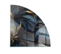 Verre Trempé pour Cheminée 1/4 100x100 cm Imprimé Élégant Rond pour Poêle Protecteur de Sol Résistant à la ChaleurPlaque de Protection Contre Les Étincelles - Feuilles en Texture