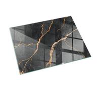 Verre Trempé pour Cheminée 60x40 cm Résistant à la Chaleur Imprimé Élégant Plaque de Protection Contre Les Étincelles Protecteur de Sol pour Poêle Rectangulaire - Marbre avec des veines