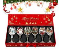 Verrerie et Verres de Noël Ensemble De 6 Verres À Vin Esthétiques Et | Coupe Artistique De Fête Pour Cocktails Whisky Bière Pique-Nique Extérieur De Camp D'Aventure Maison