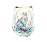 Verres à boire à bord doré - Verre à cocktail sans pied motif chat | Verre transparent de 400 ml, motif chat sans pied avec bord doré, verres à cocktail pour vin, bière, jus, mariages et fêtes