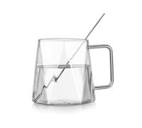 Verres à boire Verres à boire texture diamant avec cuillère, 15,5 oz Gobelets en verre