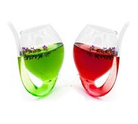 Verres à cocktail, WOVTE Verres de Fête Avec Paille à boire / paille en Verre Dans un Ensemble de 2 Design élégant, Capacité 300 ml