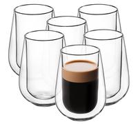 Verres à double paroi KADAX, set, 250ml, verres thermiques en verre borosilicaté, verres à boire pour thé, café, cappuccino, thé glacé, verres à café, verres à thé à effet flottant (sans anse, 6)