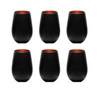Verres à eau, Verres à boire, Verres à jus - Colorés, Elements, Lot de 6, bicolore noir-bronze, 456ml