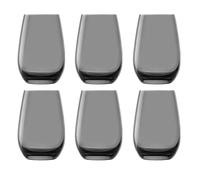 Verres à eau, Verres à boire, Verres à jus - Colorés, Elements, Lot de 6, Gris fumé, 465ml