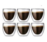 Verres à expresso - Creano - Lot de 6x80 ml - Double paroi - Effet flottant - Verre borosilicate