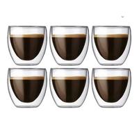 Verres à expresso double paroi Creano - Lot de 6x80 ml - Effet flottant - Verre borosilicate