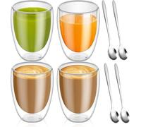 Verres à latte macchiato - Lot de 4 - Tasses à cappuccino à double paroi - Verre borosilicaté 350 ml - Idéales pour le thé, le café et le café glacé
