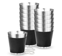 Verres À Liqueur En Acier Inoxydable Noir, Lot De 12 Collier De Verre À Shot Bachelorette, 30 Ml, Verres À Shot En Acier Inoxydable Avec Chaîne, Verres À Liqueur pour Mariages, Fêtes, Carnaval