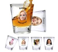 Verres à Shot Personnalisés 1.5 oz avec Photo Prénom Texte Verre à Shot Whisky Drôle Cadeau en Lot pour Homme Papa Anniversaire Mariage Anniversaire de Mariage EVJF Cadeaux Invités-Style Dessin Animé