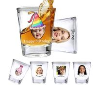 Verres à Shot Personnalisés 1.5 oz avec Photo Prénom Texte Verre à Shot Whisky Drôle Cadeau en Lot pour Homme Papa Anniversaire Mariage Anniversaire de Mariage EVJF Cadeaux Invités-Anniversaire