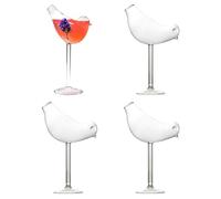 Verres à vin - 4 pièces Oiseau Lumineux Haute Stable Piédestal | Verres à Cocktail à Boire | pour Whisky Bourbon Champagne Jus Alcool Boisson Fort Fête Mariage Anniversaire Noël