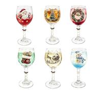 Verres À Vin Décoratifs Le Pack 6 Tasses Esthétiques Thème Noël | Coupe Artistique De Fête Pour Cocktails Whisky Bière Pique-Nique Extérieur De Camp D'Aventure Maison