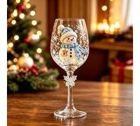 Verres À Vin Peints À la Main Noël, Coupes de Fête avec Tige Houx | Verre Cristal Transparent, Idéal pour Repas Familial, Soirées de Noël, Déco Maison et Cadeau Festif(B)