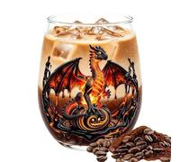 Verres à vin rouge 400 ml sans manche avec impression 2D | Tasses à café en verre pour fête d'anniversaire, mariage, whisky, cuisine, Thanksgiving, bière, bar, bureau,