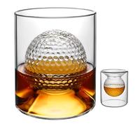 Verres à whisky, 160 ml/280 ml, Albefer, en verre borosilicate, double usage, cadeaux de golf pour hommes, verres à whisky en forme de balle de golf, parfaits pour la maison, le bar, les fêtes