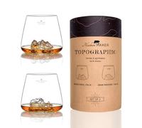 Verres à Whisky 350ml (lot de 2) - Borosilicate de qualité supérieure, soufflé artisanalement avec les montagnes en relief | Forme Tulipe | Spiritueux TOPOGRAPHIC (Sassolungo & Gran Paradiso)