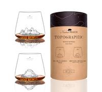 Verres à Whisky 350ml (lot de 2) - Borosilicate de qualité supérieure, soufflés artisanalement avec les montagnes en relief | Forme Tulipe | Spiritueux TOPOGRAPHIC (Tre Cime & Monte Rosa)