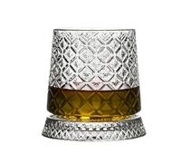 Verres à whisky Bourbon rotatifs avec dessous de verre Rotatif classique | Verre de dégustation pour le cadeau de dégustation de whisky et de bourbon pour papa, mari, et