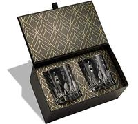 Verres à Whisky en Cristal Ecologique - 2 Verres à Dégustation Whiskey (340ml) Série Monarque - Pour le Scotch, le Bourbon et les Cocktails Rétro - Magnifique Coffret Cadeau avec Or à Chaud