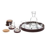 Verres à whisky THE PEAKS, carafe à whisky, sous-verres et plateau en set, 14 pcs, Liiton